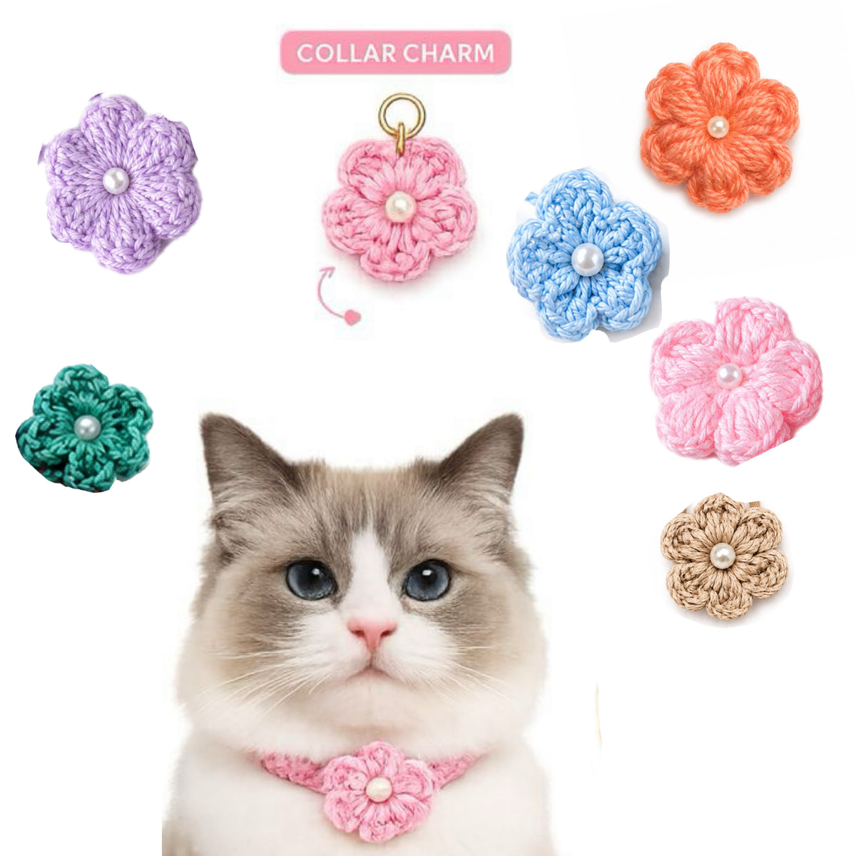 WoolBloom Clip - 2 Blue Woven Flowers