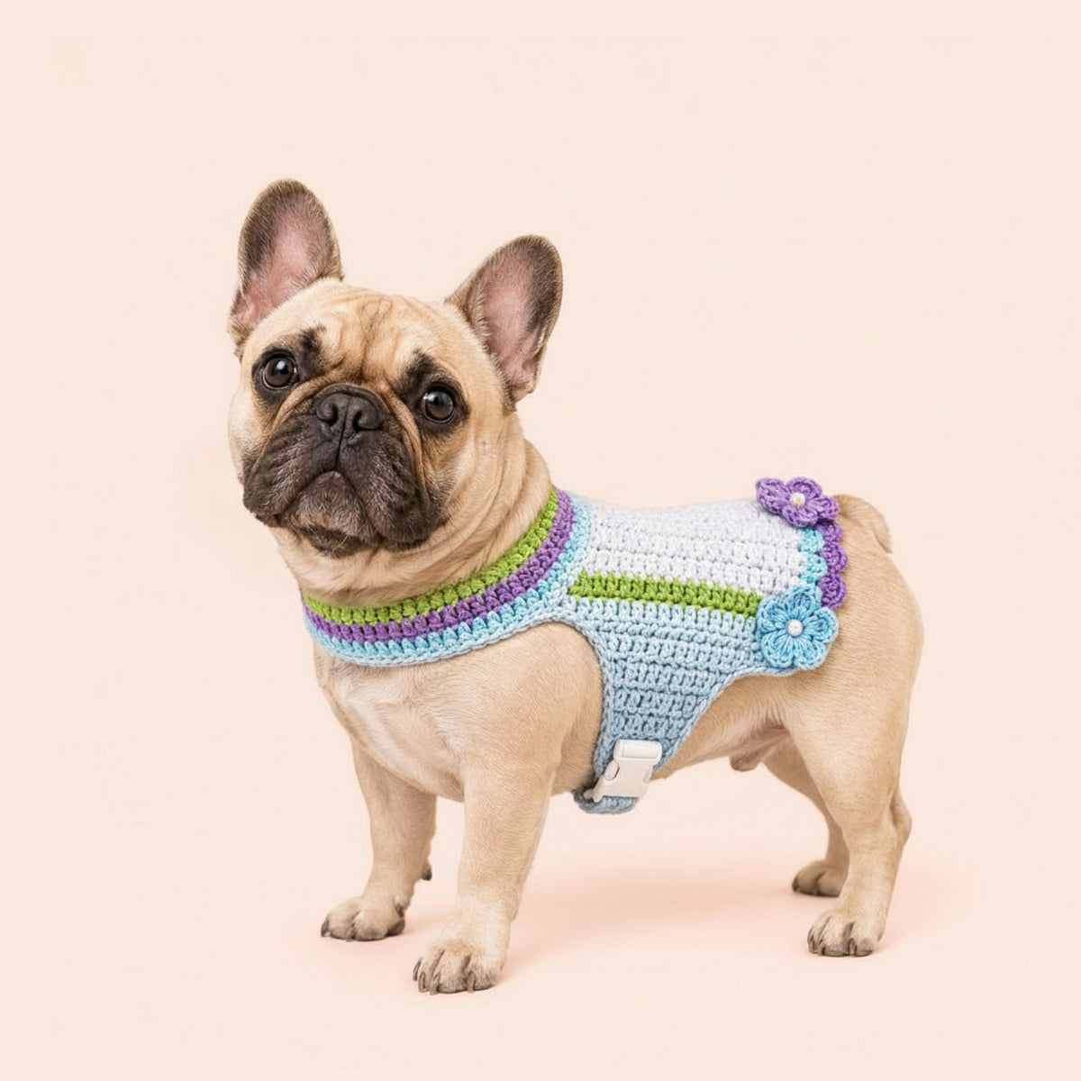 Handwoven Harness - Green, Blue, Purple & White Size M