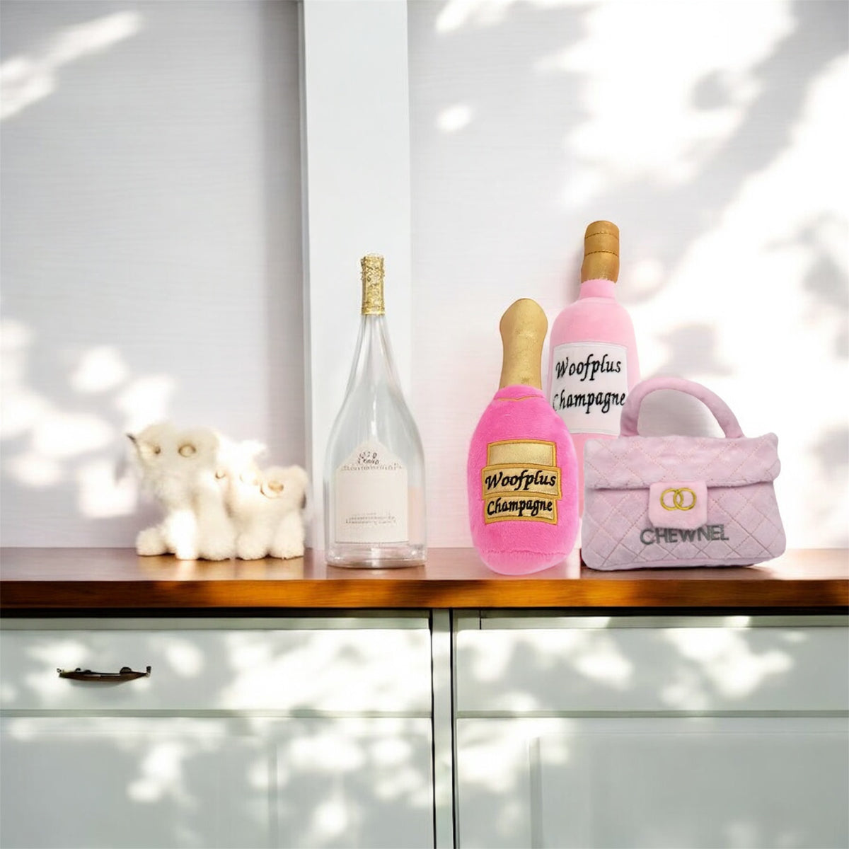 Stuffed Fuchsia Champagne Bottle