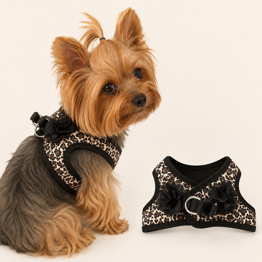 Leopard Print Unisex Dog Harness – With or Without Flowers