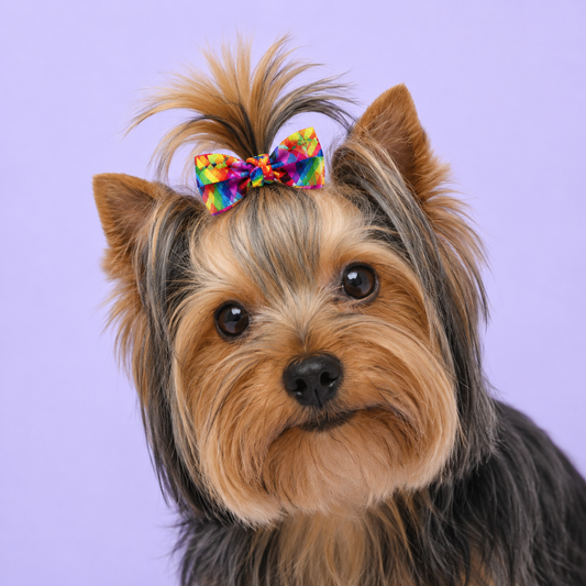 Multicolor Rainbow Geo Dog Bow