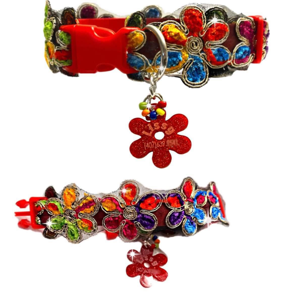 Red Clip Flower - Wide Collar