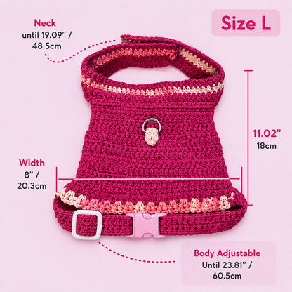Handwoven Harness - Fuchsia, Pink & White Large