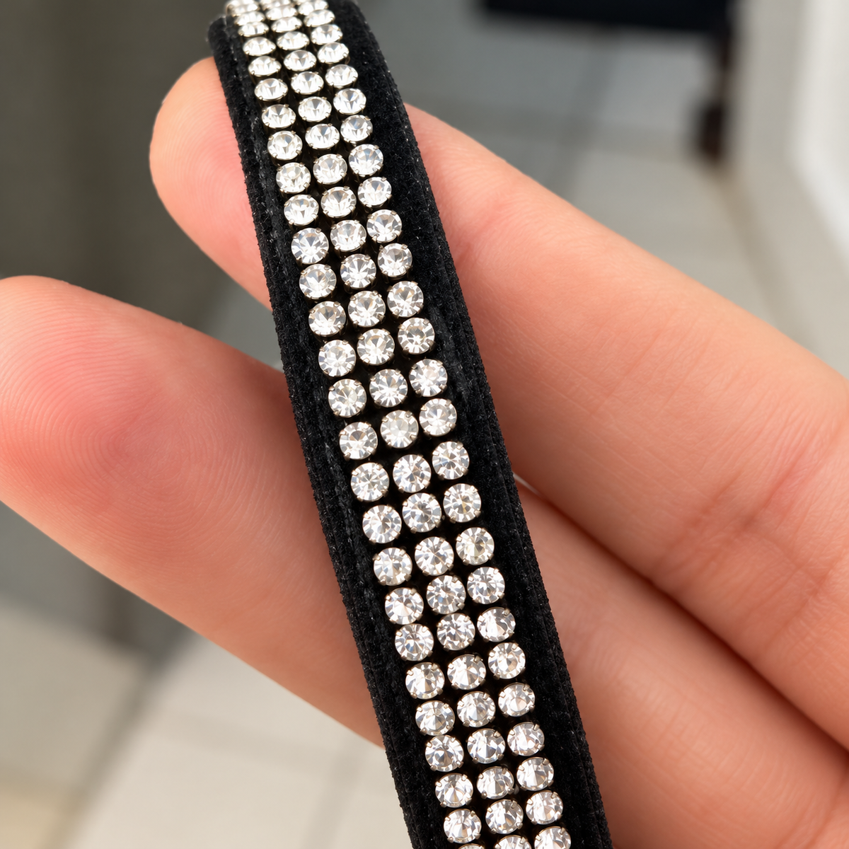 Black triple  Rhinestone Collar