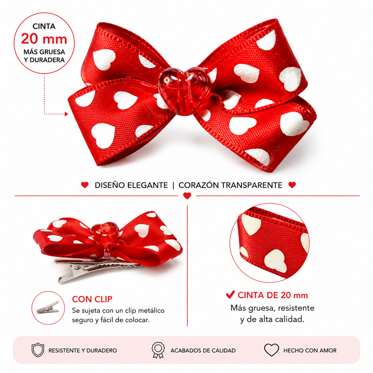 Red Valentine Hearts Dog Bow