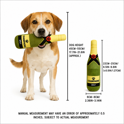 Champagne Bottle Plush Squeaky Dog Toy