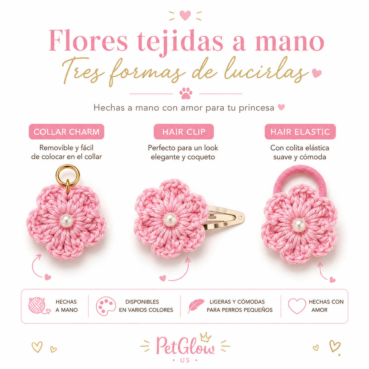 WoolBloom Clip - 2 Blue Woven Flowers