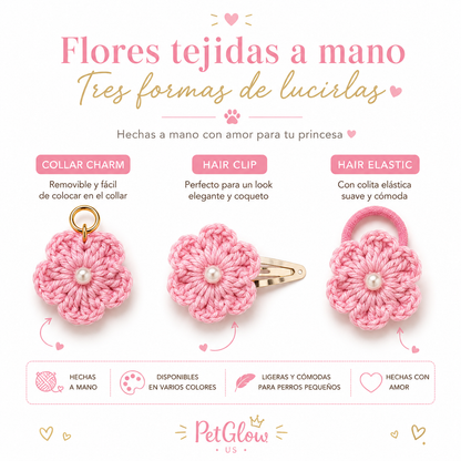 WoolBloom Clip - 2 Blue Woven Flowers