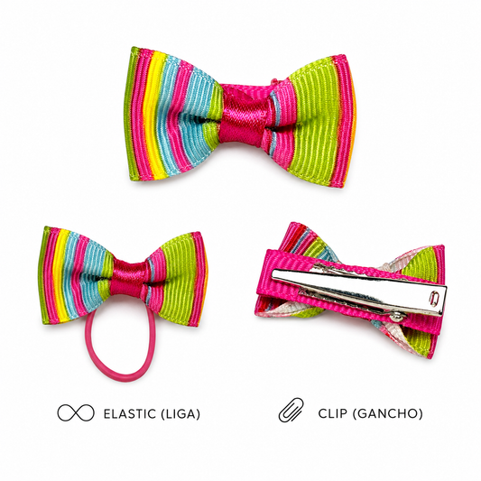 Multicolor  color Rainbow Stripe Dog Bow