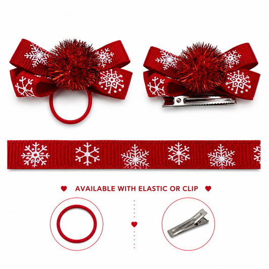 Red Christmas Snowflak Dog Bow