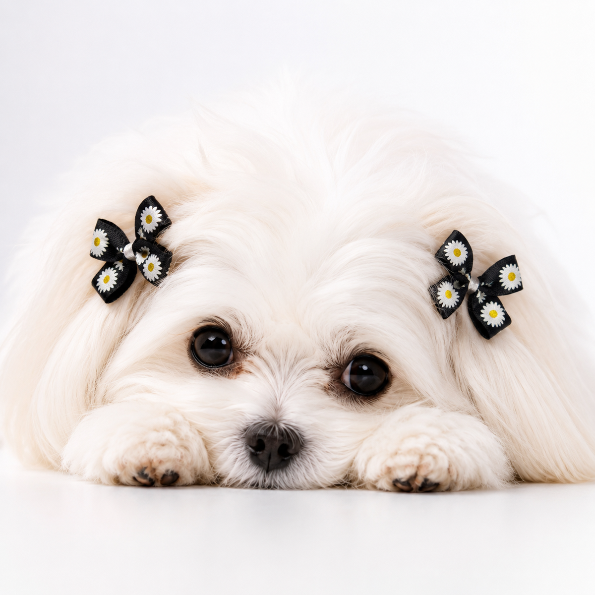 Lazo para perro de flores de margarita negra