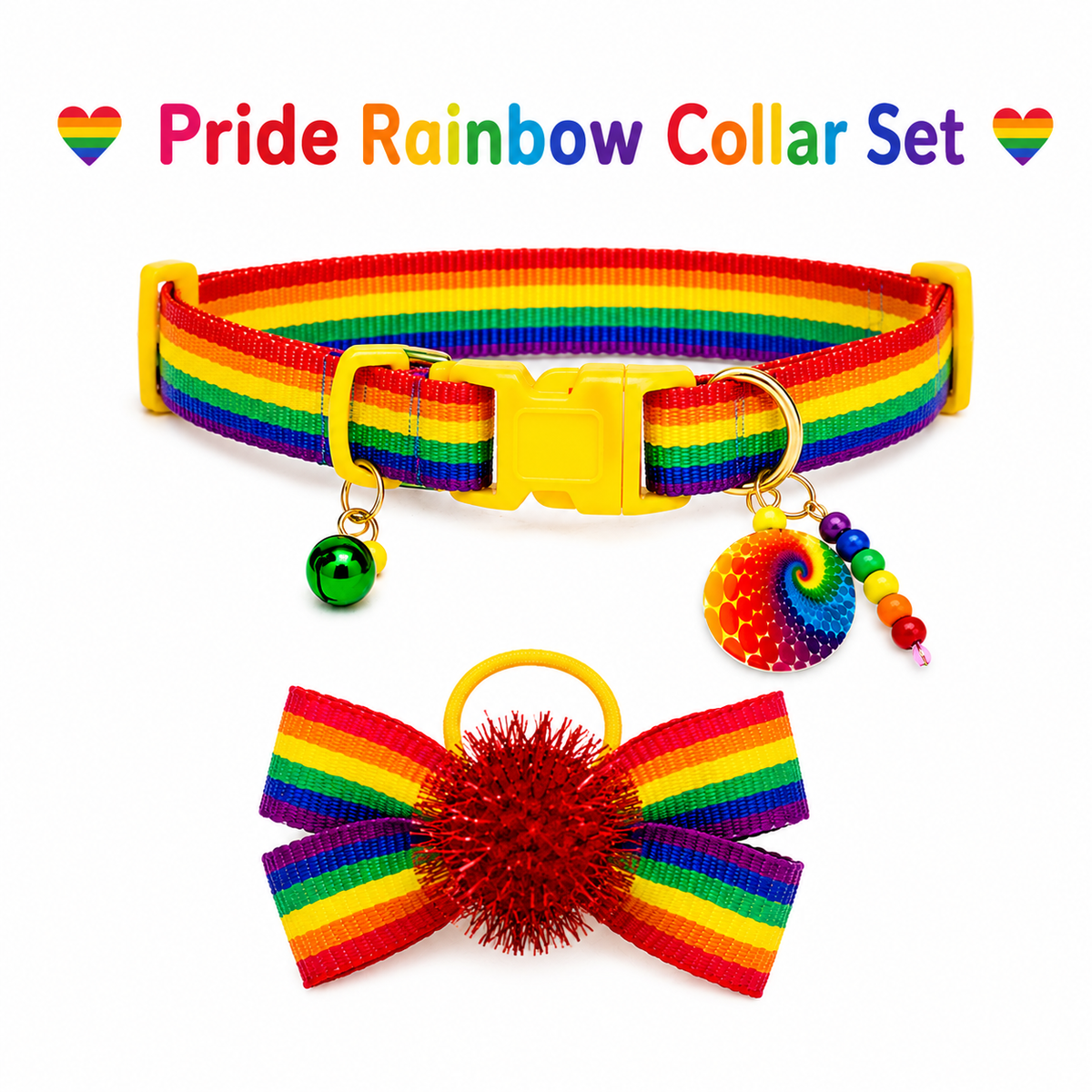 Multicolor Pride Rainbow  Dog Bow