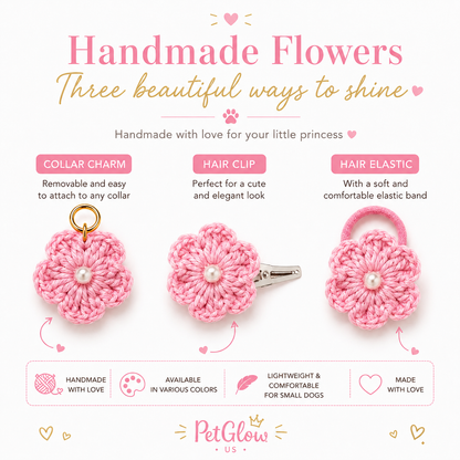 WoolBloom Clip - 2 Blue Woven Flowers