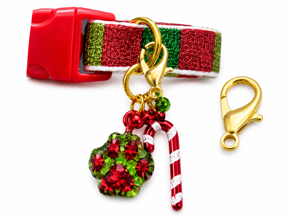 Christmas Paw &amp; Candy Cane Charm C