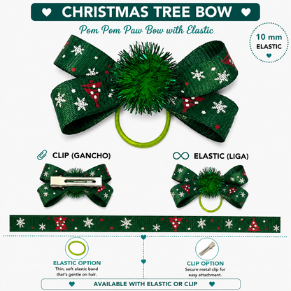 Green Tree Christmas Dog Bow