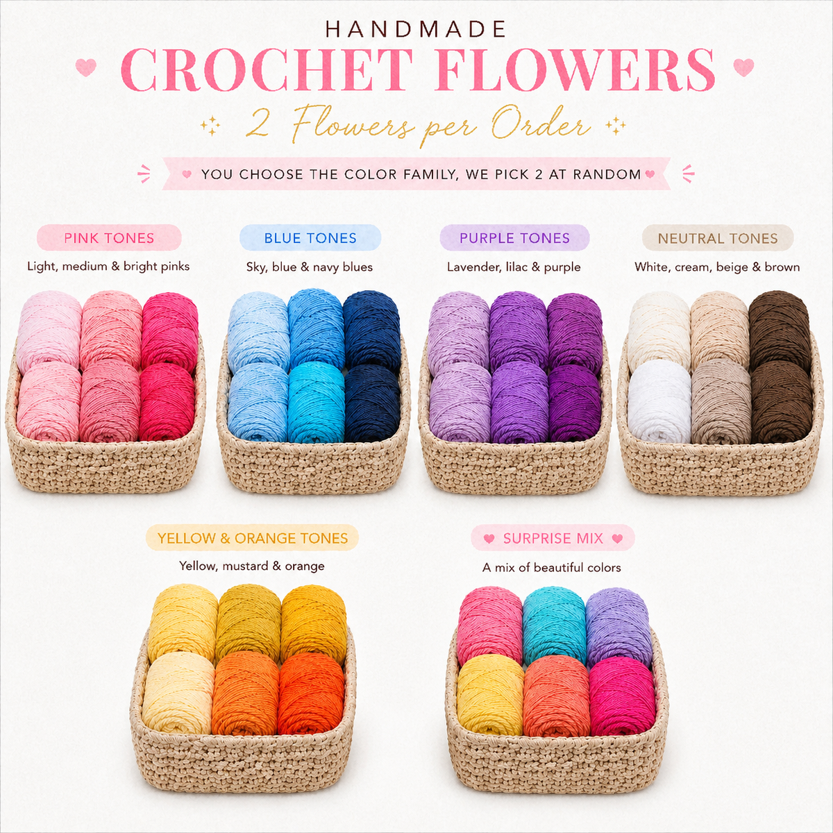 WoolBloom Clip - 2 Blue Woven Flowers