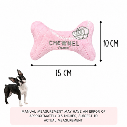 Chewnel Paris Plush Bone Squeaky Dog Toy – Bone Pink