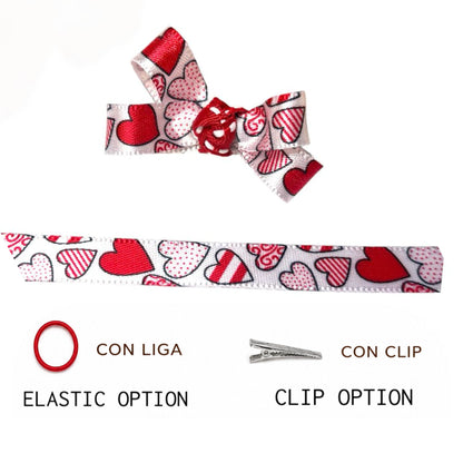 Lazo para perro con corazones rojos y blancos de San Valentín