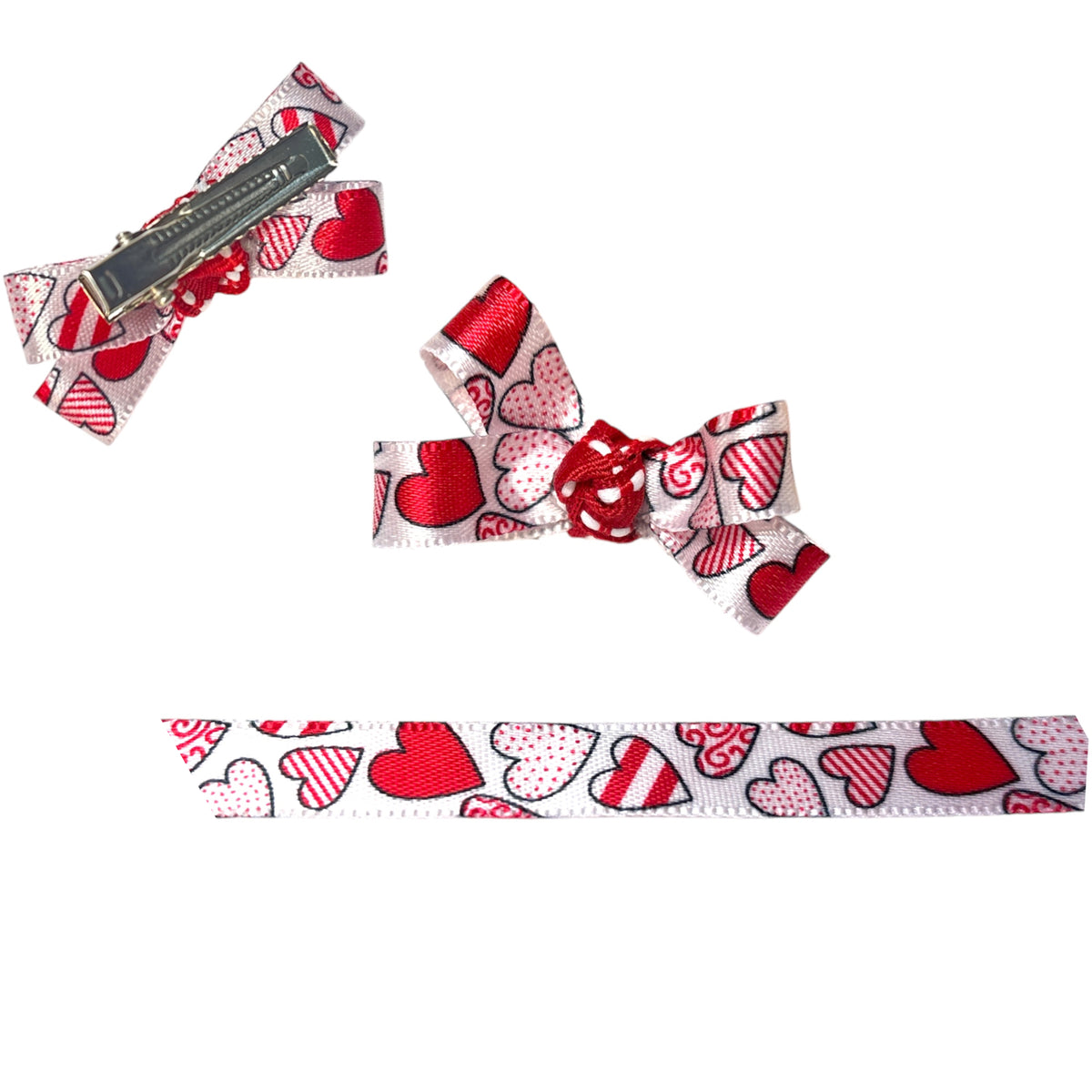 Lazo para perro con corazones rojos y blancos de San Valentín