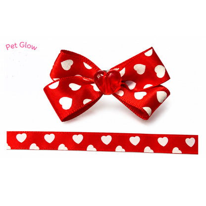 Red Valentine Hearts Dog Bow