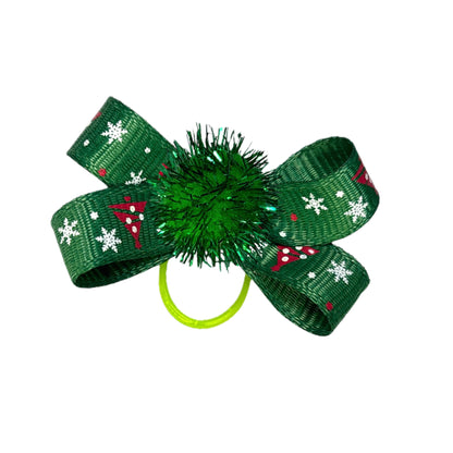 Green Tree Christmas Dog Bow