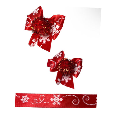 Lazo rojo navideño con copo de nieve en espiral para perro