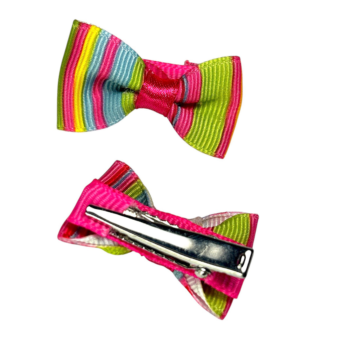 Multicolor Rainbow Stripe Dog Bow
