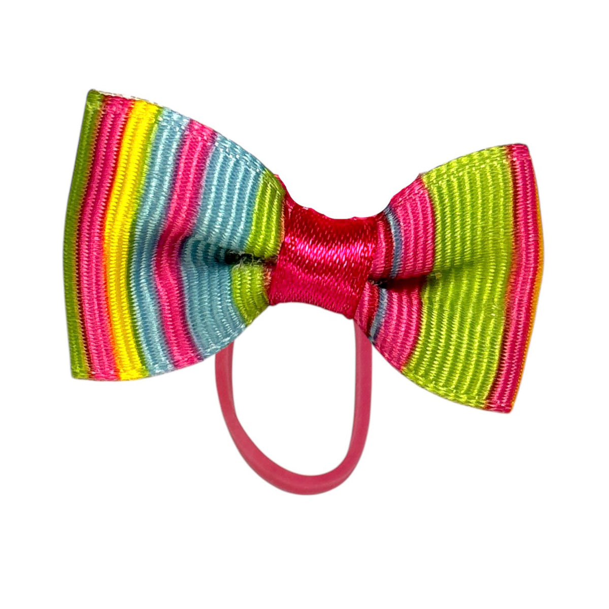 Multicolor Rainbow Stripe Dog Bow
