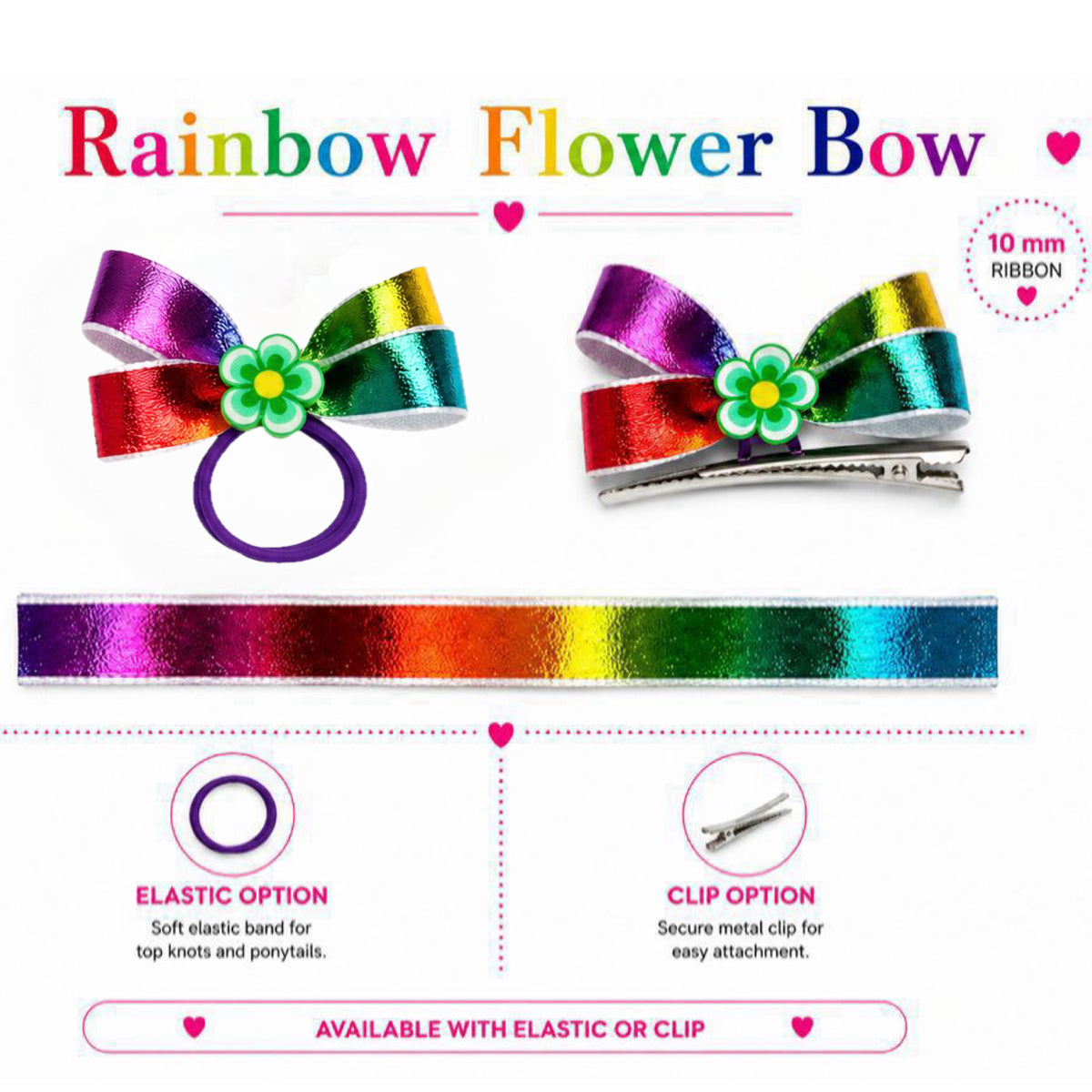 Multicolor Rainbow Flower Dog Bow