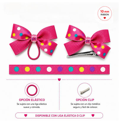 Multicolor Easter Polka Dot  Dog Bow