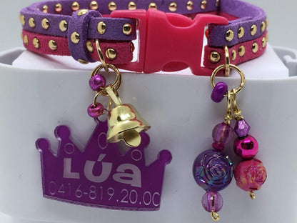 Slim Suede Duo with Gold Studs - Fuchsia / Purple