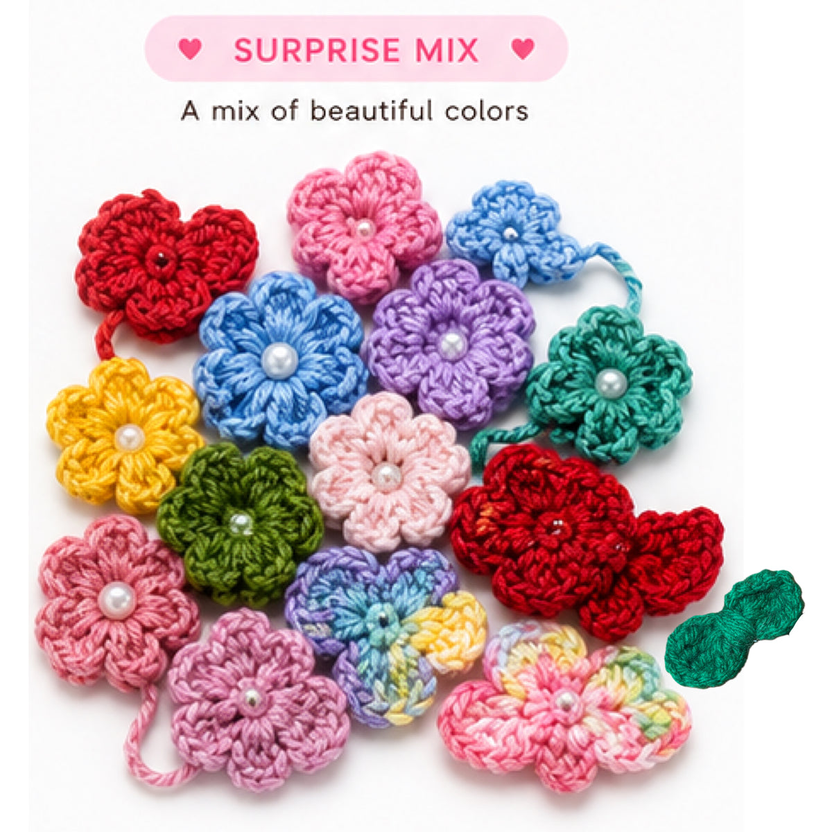 WoolBloom Clip - 2 Blue Woven Flowers