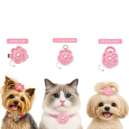 WoolBloom Clip - 2 Blue Woven Flowers