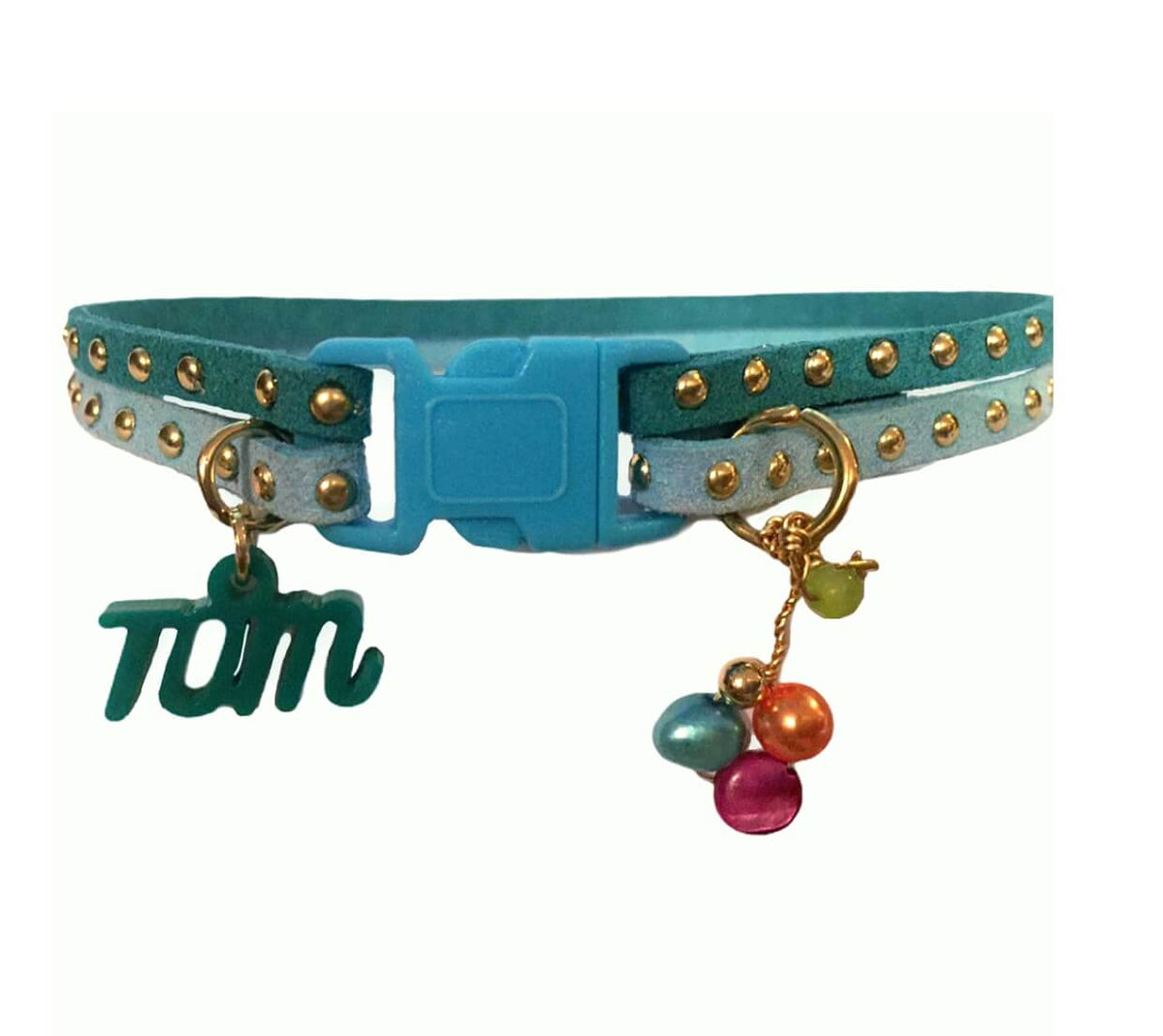 Slim Suede Duo with Gold Studs - Turquoise / Light Blue