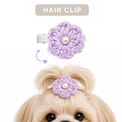WoolBloom Clip - 2 Blue Woven Flowers