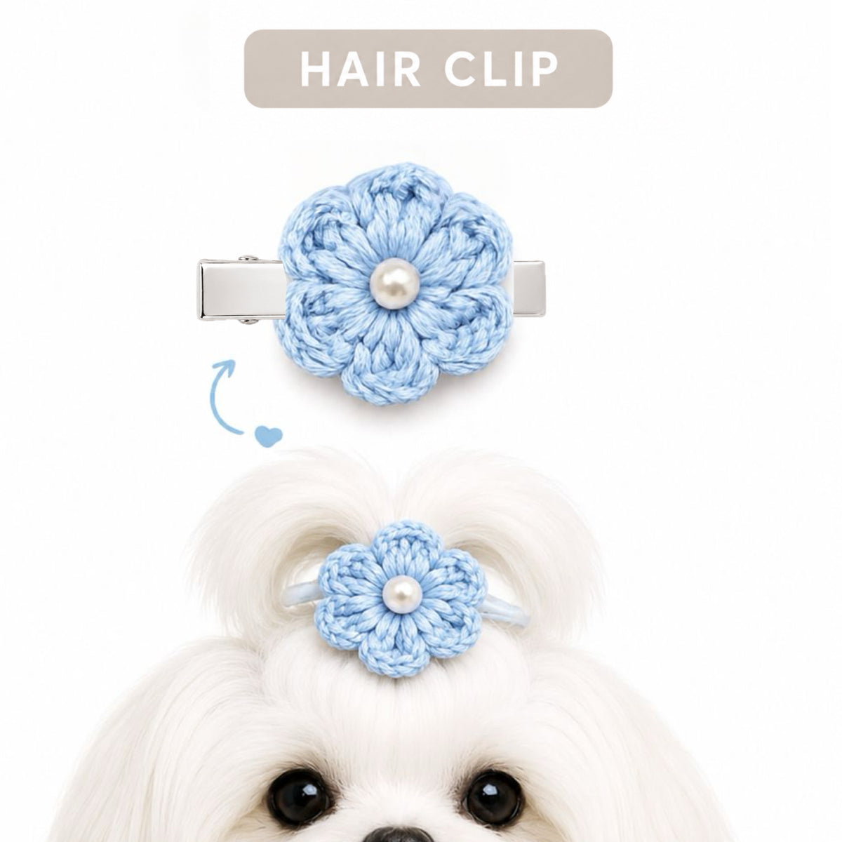 WoolBloom Clip - 2 Blue Woven Flowers