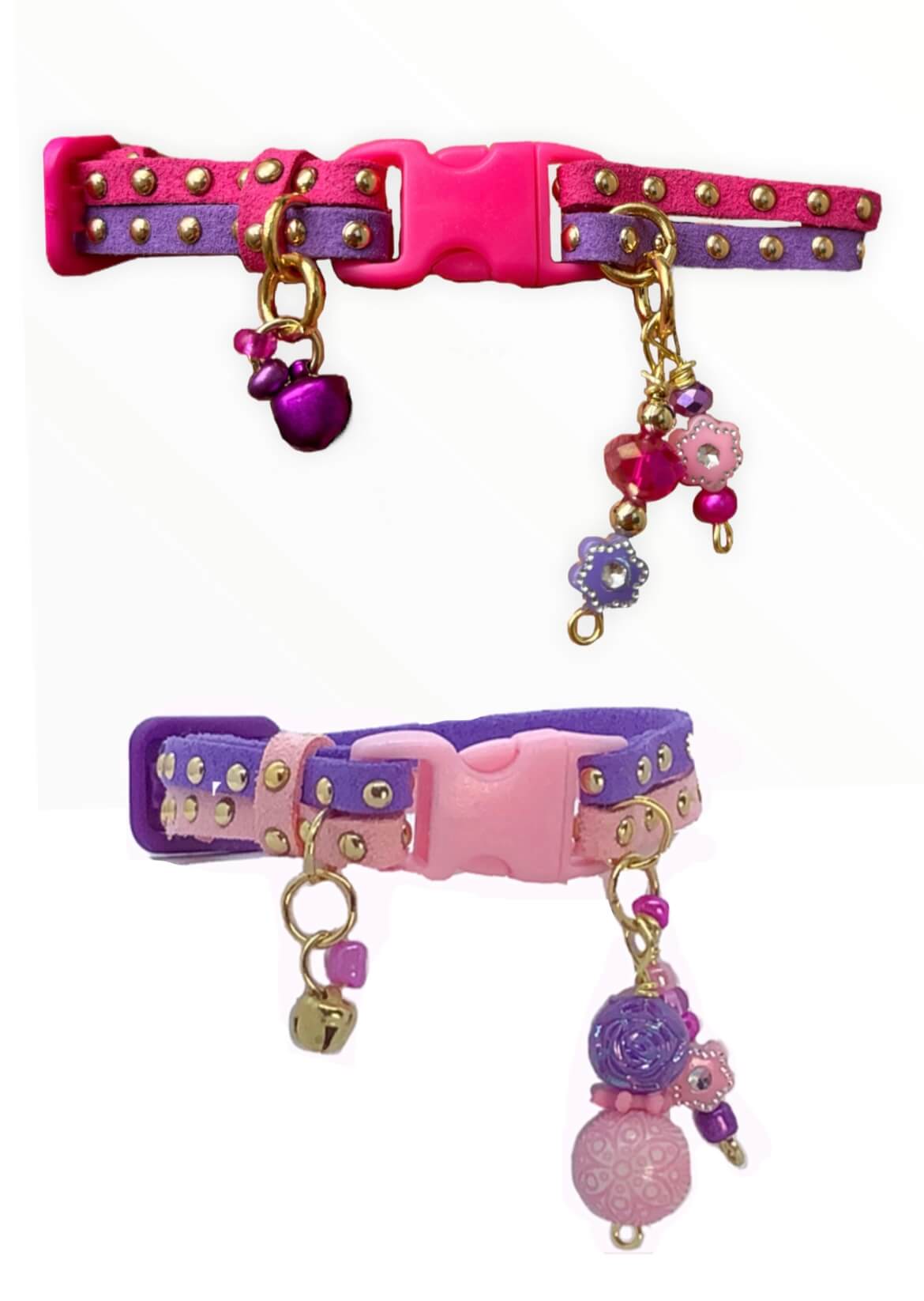 Slim Suede Duo with Gold Studs - Fuchsia / Purple