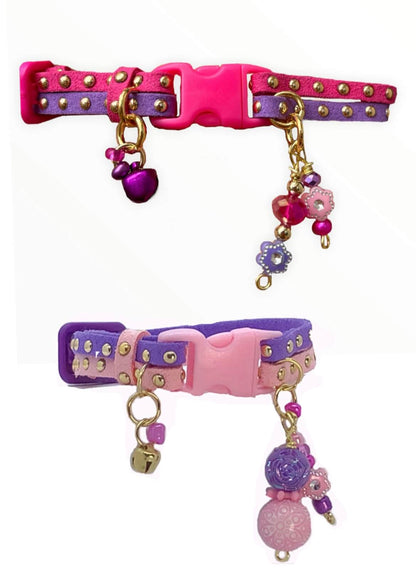 Slim Suede Duo with Gold Studs - Fuchsia / Purple