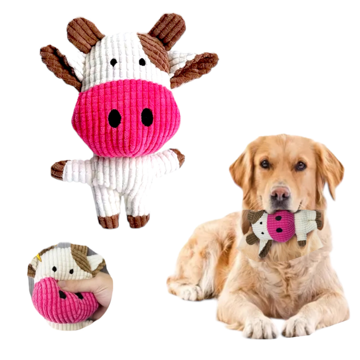 Plush Cow Squeaky Dog Toy