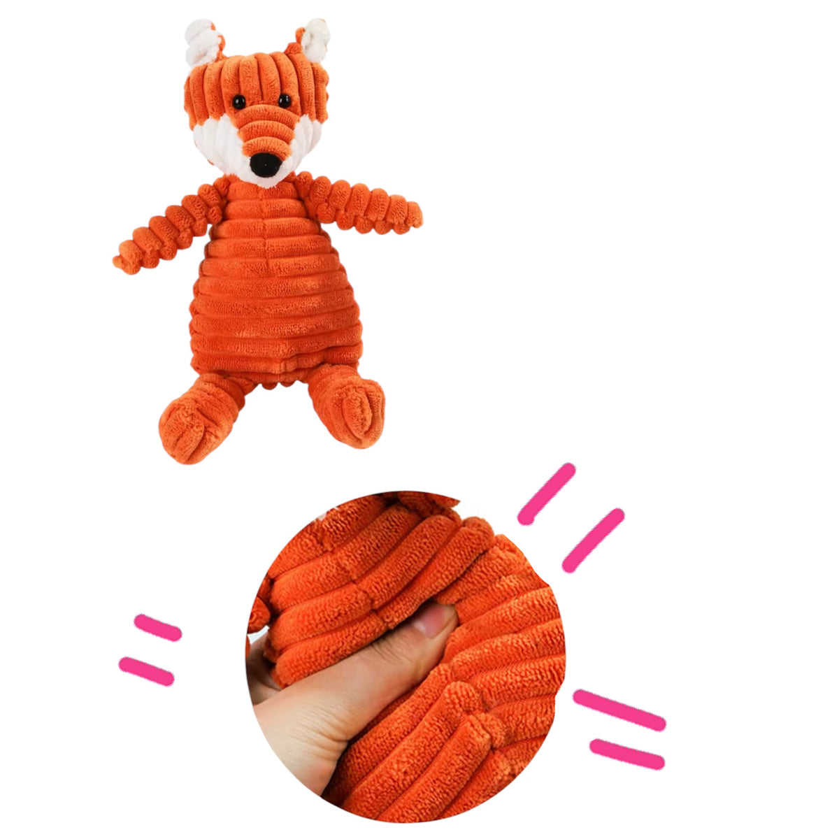 Plush Fox Squeaky Dog Toy