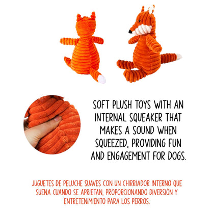 Plush Fox Squeaky Dog Toy