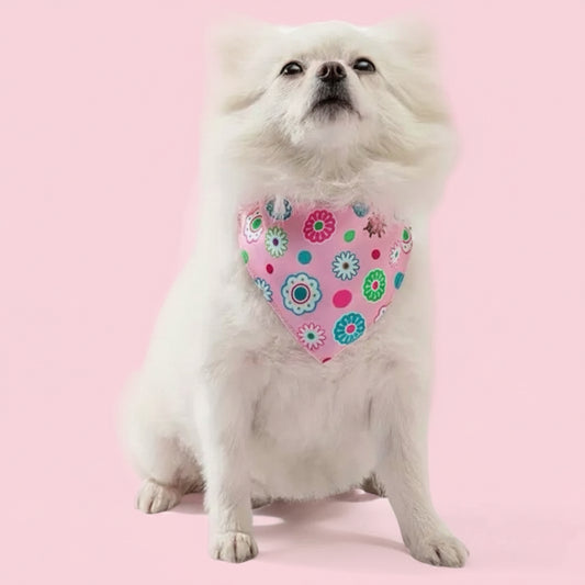 Pink Ladybug & Flowers Dog Bandana (Small & Medium)
