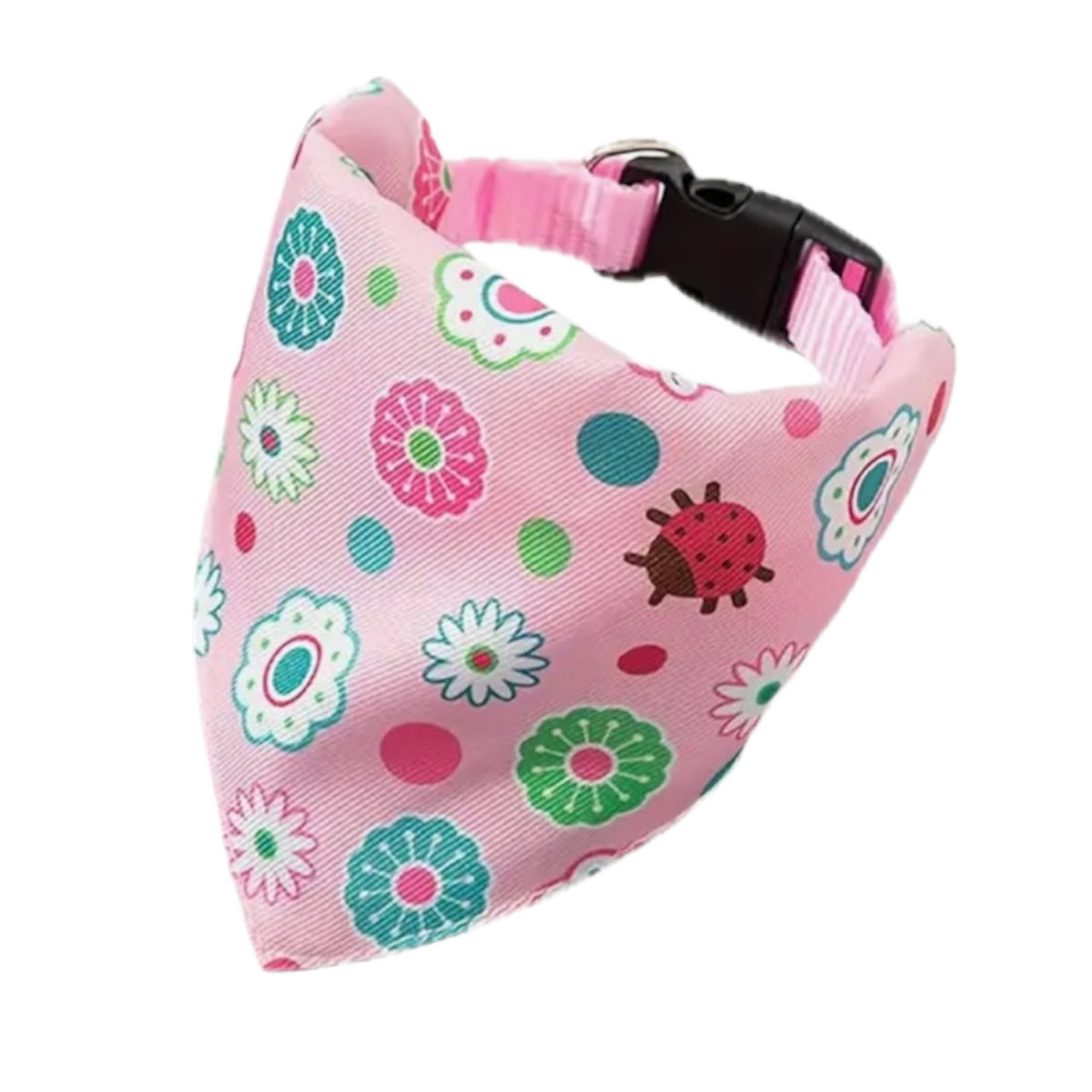 Pink Ladybug & Flowers Dog Bandana (Small & Medium)