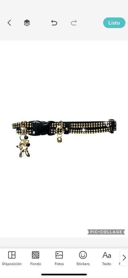 Slim Suede Duo with Gold Studs - Black 01