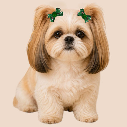 Green Tree Christmas Dog Bow