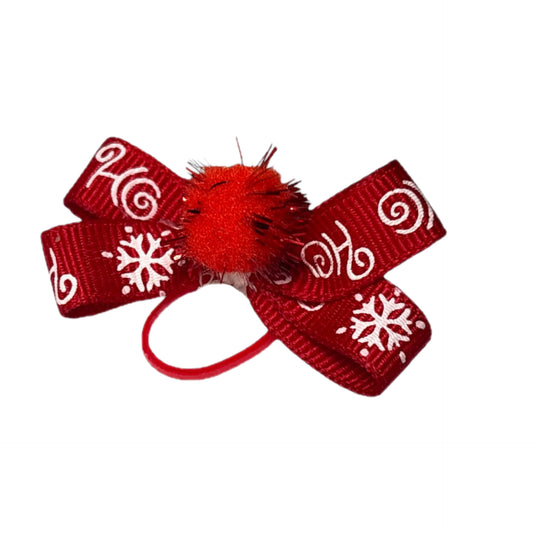 Red  Ho Ho HO Christmas Dog Bow