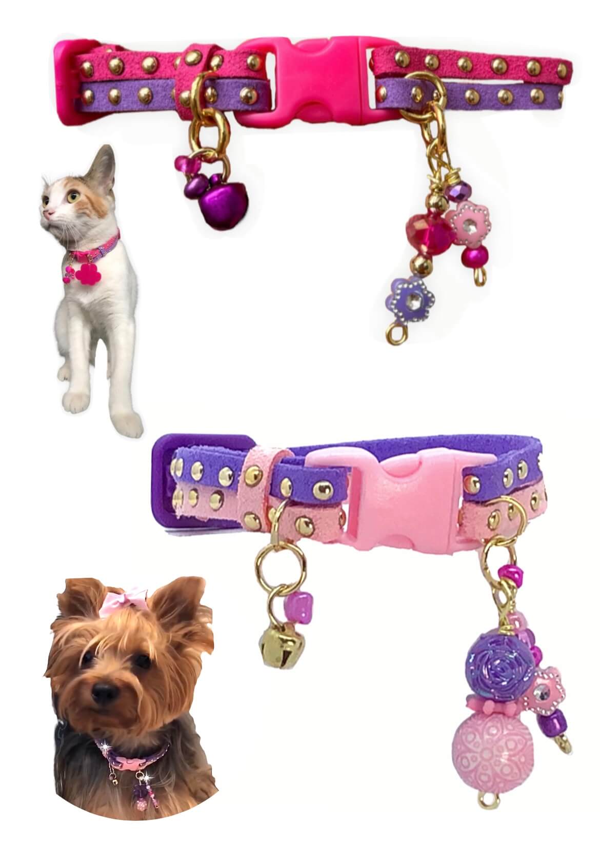 Slim Suede Duo with Gold Studs - Pink / Purple