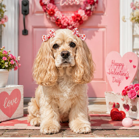 Red & White Valentine Hearts Dog Bow