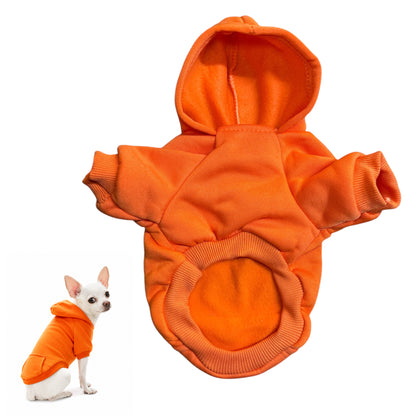 Sudadera con capucha de forro polar naranja para perro con bolsillo | Cálida sudadera para mascotas XS