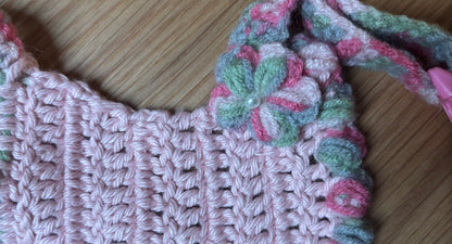 Handwoven Harness - Pink with Flowers Small
